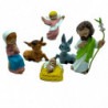 Tradineur - Set de 6 figuras de nacimiento: Burro, vaca, Ángel, María, Jose y el Niño Jesús para Belén - Estilo Naïf - Marmolina