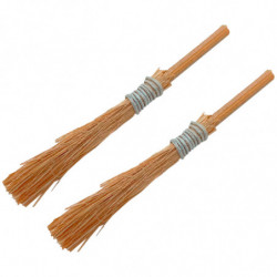Tradineur - Pack de 2 escobas para decoraciones de belén - Altura aprox.: 6 cm - Fabricado en Madera - Artículo para decoración