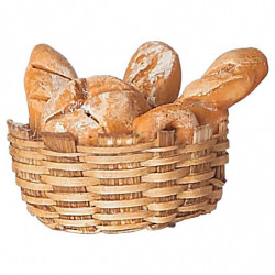 Tradineur - Figura de cesta con pan en miniatura para Belén - Fabricado en Marmolina - Adorno divertido para nacimiento, Navidad