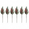Tradineur - Pack de 6 pick de pino con bayas rojas escarchadas - Fabricado en Plástico - Decoración navideña - 36 cm de logitud