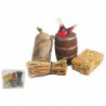 Tradineur - Pack de utensilios para Belén de resina, incluye barril, saco, paca de paja, madera y porrón de vino, nacimiento, pe