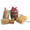 Tradineur - Pack de utensilios para Belén de resina, incluye barril, saco, paca de paja, madera y porrón de vino, nacimiento, pe