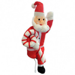 Tradineur - Muñeco de Papa Noel con Cuerda y Caramelo para Navidad - Fabricado en Poliéster y algodón - Artículo para decoración