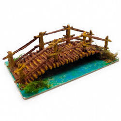 Tradineur - Puente de troncos con río para Belén, resina, adorno para nacimiento, portal, pesebre, Navidad, decoración tradicion