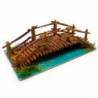 Tradineur - Puente de troncos con río para Belén, resina, adorno para nacimiento, portal, pesebre, Navidad, decoración tradicion