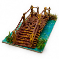 Tradineur - Puente de troncos con río para Belén, resina, adorno para nacimiento, portal, pesebre, Navidad, decoración tradicion