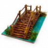 Tradineur - Puente de troncos con río para Belén, resina, adorno para nacimiento, portal, pesebre, Navidad, decoración tradicion