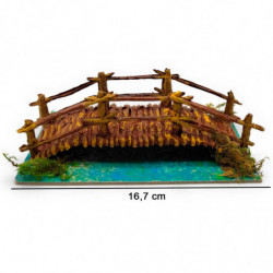 Tradineur - Puente de troncos con río para Belén, resina, adorno para nacimiento, portal, pesebre, Navidad, decoración tradicion