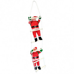 Tradineur - Muñeco de 2 Papa Noel en escaleras de 6 peldaños para Navidad - Fabricado en Poliéster y algodón - Artículo para dec