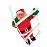 Tradineur - Muñeco de 2 Papa Noel en escaleras de 6 peldaños para Navidad - Fabricado en Poliéster y algodón - Artículo para dec