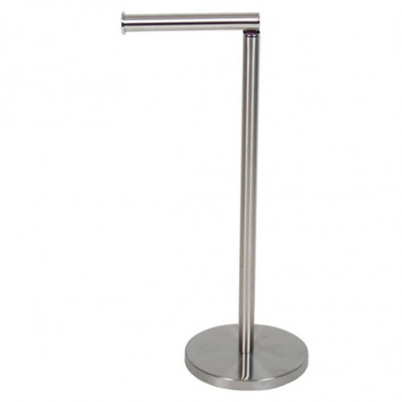 Tradineur - Portarrollos plegable de pie para papel higiénico, Forma L, acero inoxidable, válido para varios rollos, sencillo, m