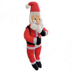 Tradineur - Muñeco de Papa Noel bajando en cuerda para Navidad - Fabricado en Poliéster y algodón - Artículo para decoración nav