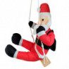 Tradineur - Muñeco de Papa Noel en columpio para Navidad - Fabricado en Poliéster, algodón y madera - Artículo para decoración n