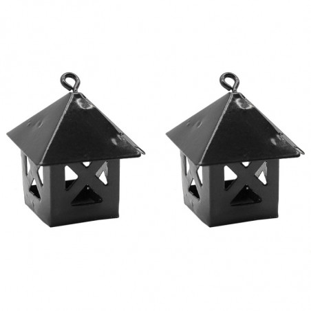Tradineur - Pack de 2 faroles para Belén, metal, adornos para nacimiento, pesebre, Navidad, decoración tradicional, fabricado en