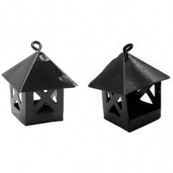 Tradineur - Pack de 2 faroles para Belén, metal, adornos para nacimiento, pesebre, Navidad, decoración tradicional, fabricado en