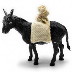 Tradineur - Figura de burro con sacos para Belén, durexina, adorno para nacimiento, portal, pesebre, Navidad, decoración tradici