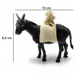 Tradineur - Figura de burro con sacos para Belén, durexina, adorno para nacimiento, portal, pesebre, Navidad, decoración tradici