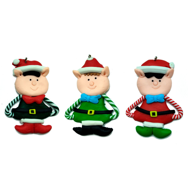 Tradineur - Pack de 3 Elfos colgantes navideños - Fabricado en Plástico - Artículo para decoración de Navidad - 8 cm - Color Ale Tradineur - Pack de 3 Elfos colgantes navideños - Fabricado en Plástico - Artículo para decoración de Navidad - 8 cm - Color Ale
