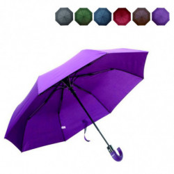 Tradineur - Paraguas plegable de poliéster, mango curvo de pvc, automático y antiviento, 8 varillas de fibra, ligero y resistent