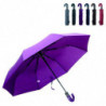 Tradineur - Paraguas plegable de poliéster, mango curvo de pvc, automático y antiviento, 8 varillas de fibra, ligero y resistent