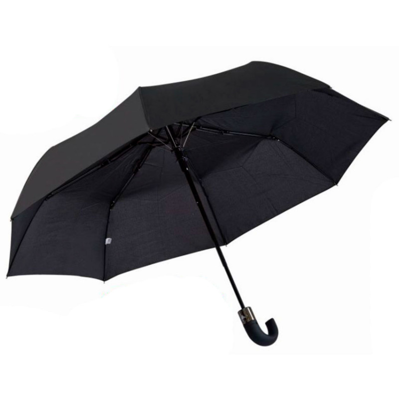Tradineur - Paraguas plegable de caballero, poliéster, mango curvo de goma, automático y antiviento, 8 varillas de fibra, ligero Tradineur - Paraguas plegable de caballero, poliéster, mango curvo de goma, automático y antiviento, 8 varillas de fibra, ligero