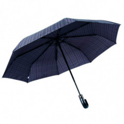 Tradineur - Paraguas plegable de caballero, poliéster, mango curvo de goma, abrir/cerrar automático, antiviento, 8 varillas de f