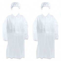 Tradineur - Pack de 2 trajes protectores de trabajo, cierre con botones y gorro, mono desechable de TNT, protección, multiusos,