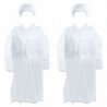 Tradineur - Pack de 2 trajes protectores de trabajo, cierre con botones y gorro, mono desechable de TNT, protección, multiusos,