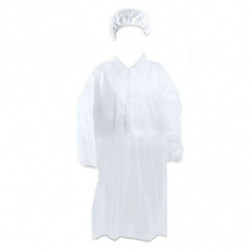 Tradineur - Pack de 2 trajes protectores de trabajo, cierre con botones y gorro, mono desechable de TNT, protección, multiusos,