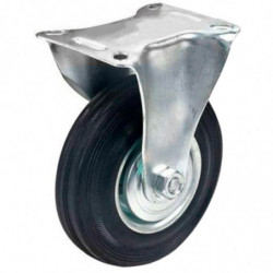 Tradineur - Rueda fija para muebles, goma y hierro, incluye placa de montaje, rueda de transporte para cargas pesadas, industria