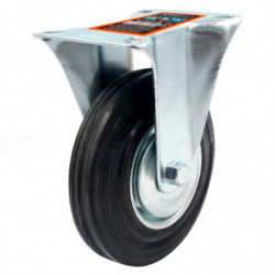Tradineur - Rueda fija para muebles, goma y hierro, incluye placa de montaje, rueda de transporte para cargas pesadas, industria