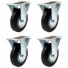 Tradineur - Pack de 4 ruedas fijas para muebles, goma y hierro, incluyen placa de montaje, rueda de transporte para cargas pesad