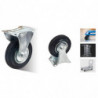 Tradineur - Pack de 4 ruedas fijas para muebles, goma y hierro, incluyen placa de montaje, rueda de transporte para cargas pesad