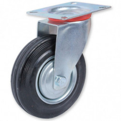 Tradineur - Rueda giratoria para muebles, goma y hierro, incluye placa de montaje, rueda de transporte para cargas pesadas, indu