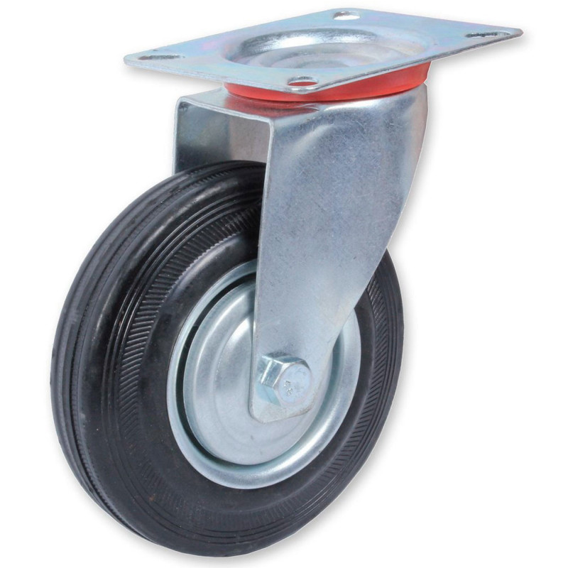 Tradineur - Rueda giratoria para muebles, goma y hierro, incluye placa de montaje, rueda de transporte para cargas pesadas, indu Tradineur - Rueda giratoria para muebles, goma y hierro, incluye placa de montaje, rueda de transporte para cargas pesadas, indu