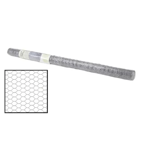 Tradineur - Rollo de malla metálica galvanizada hexagonal, gris, 1 x 5 m, valla, cierre de alambre, mallado 25 x 25 mm, ideal pa