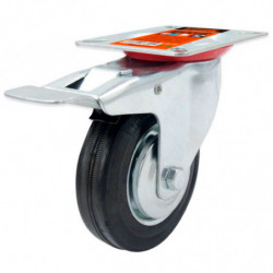 Tradineur - Rueda giratoria con freno para muebles, goma y hierro, incluye placa de montaje, rueda de transporte para cargas pes
