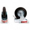 Tradineur - Pack de 4 ruedas giratorias con freno para muebles, goma y hierro, incluyen placa de montaje, rueda de transporte pa