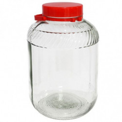 Tradineur - Tarro de vidrio con asa y doble tapa, bote con boca ancha, frasco, recipiente para almacenar conservas, encurtidos,