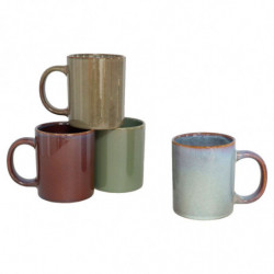Tradineur - Pack de 4 Tazas Mug Modelo Helsinki - Fabricado en cerámica - Ideal para café e infusiones - Apta para lavavajillas