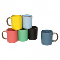 Tradineur - Pack de 6 Tazas Mug Modelo Amberes - Fabricado en cerámica - Ideal para café e infusiones - Apta para lavavajillas y