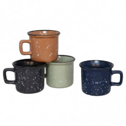 Tradineur - Pack de 4 Tazas Mug Modelo Ontario - Fabricado en cerámica - Ideal para café e infusiones - Apta para lavavajillas y