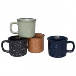 Tradineur - Pack de 4 Tazas Mug Modelo Ontario - Fabricado en cerámica - Ideal para café e infusiones - Apta para lavavajillas y