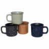 Tradineur - Pack de 4 Tazas Mug Modelo Ontario - Fabricado en cerámica - Ideal para café e infusiones - Apta para lavavajillas y