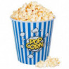 Tradineur - Pack de 2 cubos de palomitas de plástico a rayas, recipiente reutilizable para cine en casa, fiestas, celebraciones
