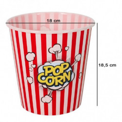 Tradineur - Pack de 2 cubos de palomitas de plástico a rayas, recipiente reutilizable para cine en casa, fiestas, celebraciones