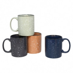 Tradineur - Pack de 4 Tazas Mug Modelo Ontario - Fabricado en cerámica - Ideal para café e infusiones - Apta para lavavajillas y
