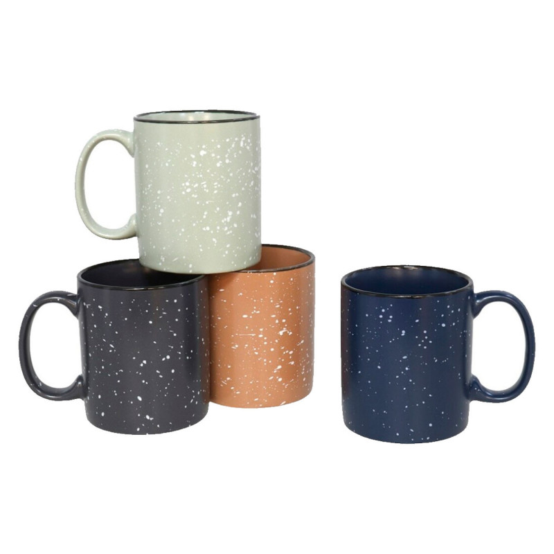 Tradineur - Pack de 4 Tazas Mug Modelo Ontario - Fabricado en cerámica - Ideal para café e infusiones - Apta para lavavajillas y Tradineur - Pack de 4 Tazas Mug Modelo Ontario - Fabricado en cerámica - Ideal para café e infusiones - Apta para lavavajillas y
