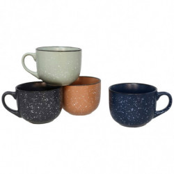 Tradineur - Pack de 4 Tazas Mug Modelo Ontario - Fabricado en cerámica - Ideal para café e infusiones - Apta para lavavajillas y