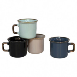 Tradineur - Pack de 4 Tazas Mug Modelo Regina - Fabricado en cerámica - Ideal para café e infusiones - Apta para lavavajillas y